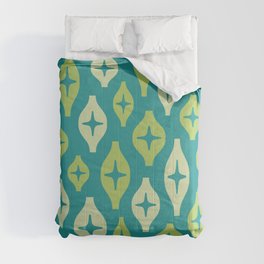 Floating Lanterns 641 Turquoise Olive Green and Beige Comforter