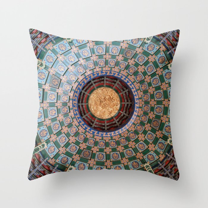 Chinese Temple Ceiling Throw Pillow