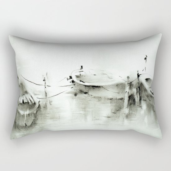 boats on the river Rectangular Pillow