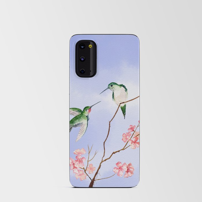 Hummingbird Romance 3 On Blue Sky Background  Android Card Case