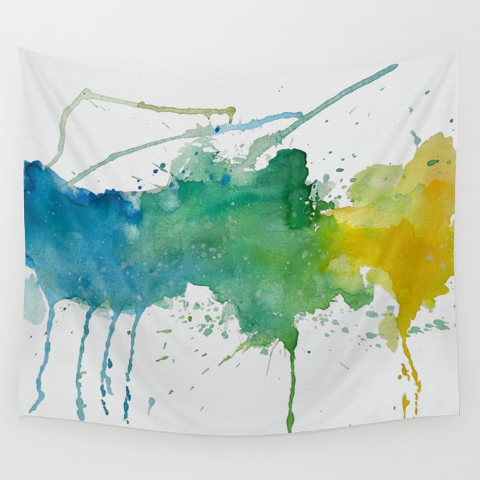 Primary watercolor splash Wall Tapestry