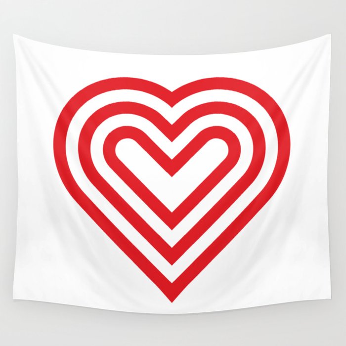 3 layers of red heart-shaped lines Wall Tapestry