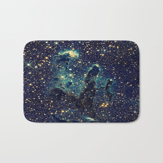 GalaxY Teal Blue & Gold Bath Mat