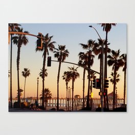 Huntington Beach Summer Sunset at the pier Canvas Print
