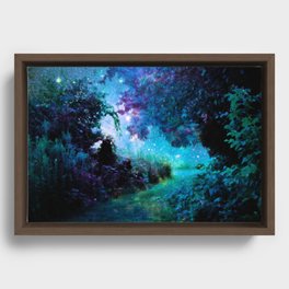 Fantasy Garden Path Teal Purple Framed Canvas