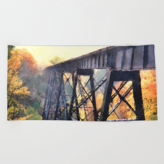 Upper Peninsula Train Trestle Beach Towel