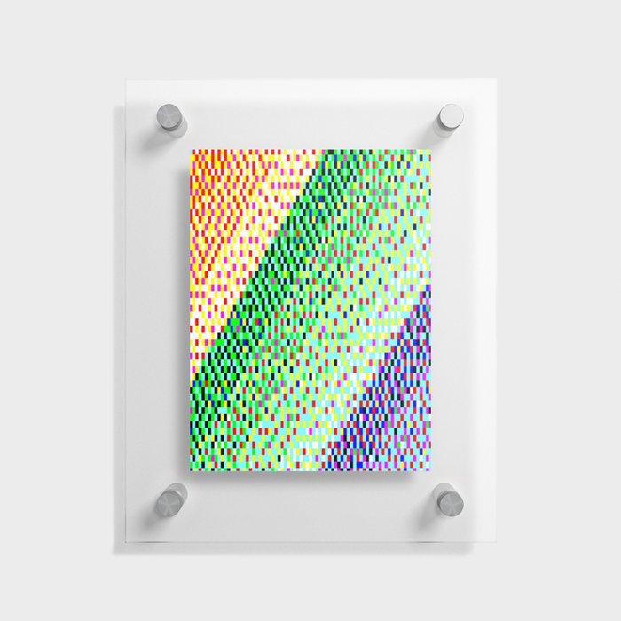 Retro Pixel Art Orange, Green and Purple 8-bit Stripes Floating Acrylic Print
