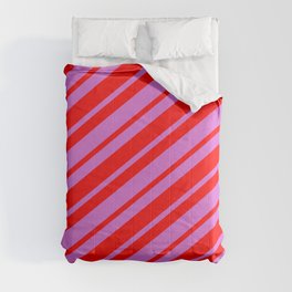 [ Thumbnail: Orchid and Red Colored Stripes Pattern Comforter ]