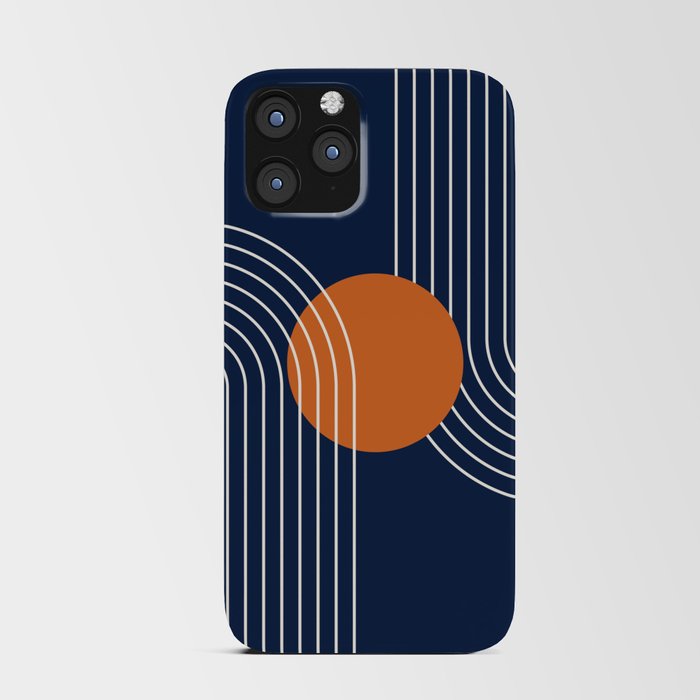 Geometric Lines in Navy Blue Orange 4 (Rainbow Abstraction) iPhone Card Case