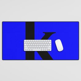 k (BLACK & BLUE LETTERS) Desk Mat