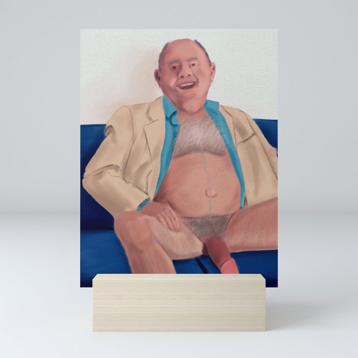 Daddy is tired after Work, but always happy when he sees me. Mini Art Print