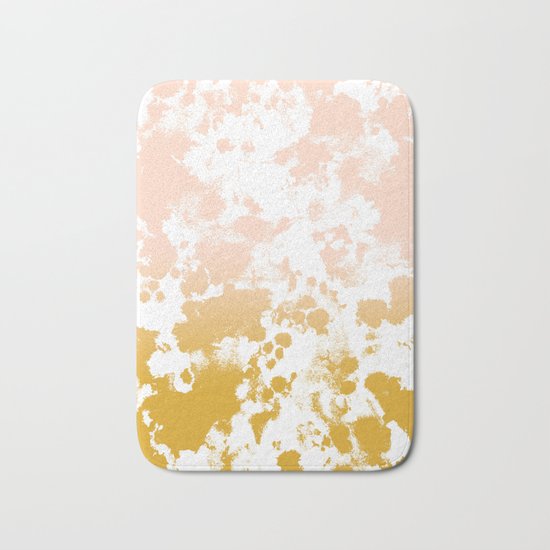 Minimal modern ombre gold to pastel pink abstract art pattern gender neutral Bath Mat