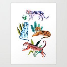 Asian Tigers Art Print | Curated, Jungle, Asian, Nature, Safari, Animal, Tiger, Tigers, Tropical, Zoo 