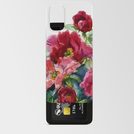 red сhinese peonies, watercolor drawing Android Card Case