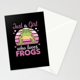 Frog Lovers Sweet Animals For Girls Pink Stationery Card