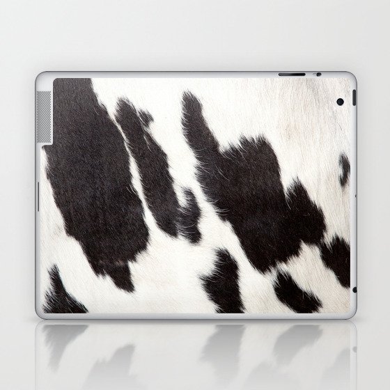 Black and White Cowhide, Cow Skin Print Pattern Laptop & iPad Skin