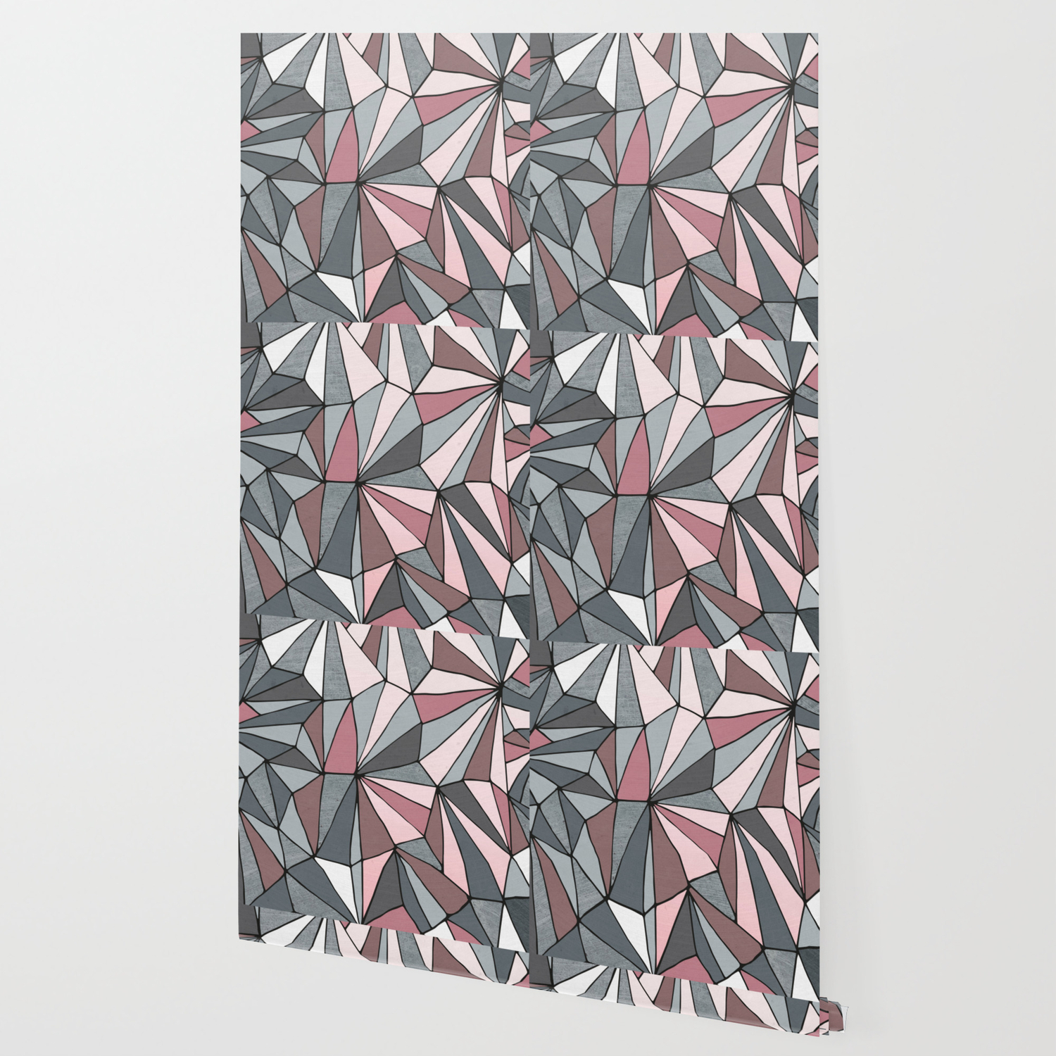Urban Geometric Pattern On Concrete Dark Grey And Pink Wallpaper