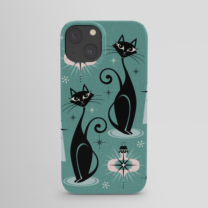 Mid Century Meow Atomic Kitty Christmas ©studioxtine iPhone Case