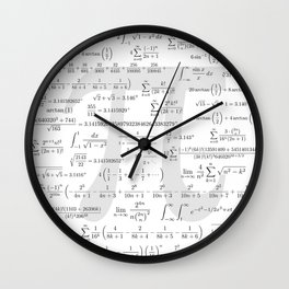 The Pi symbol mathematical constant irrational number, greek letter, and many formulas background Wall Clock