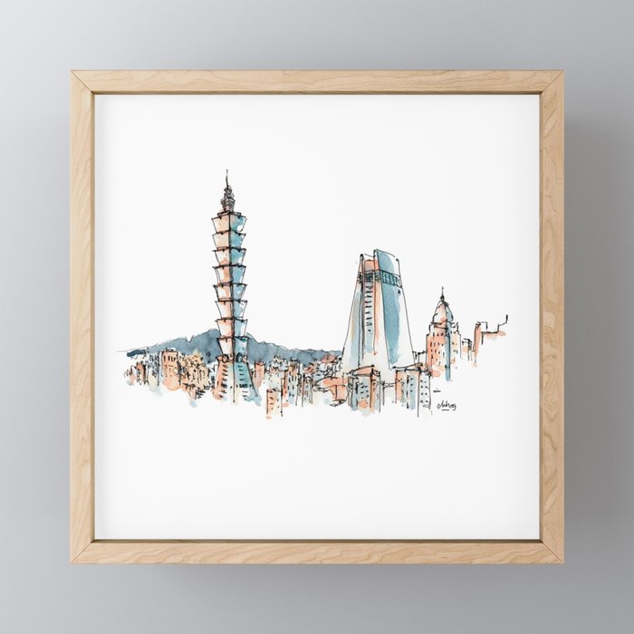 The 101 tower in the beautiful Taipei skyline Framed Mini Art Print