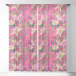 Pretty Tropical Hot Pink Sheer Curtain