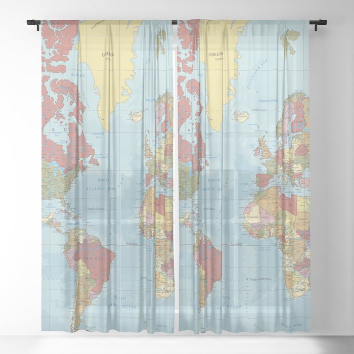 World Map Sheer Curtain