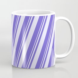 [ Thumbnail: Lavender & Slate Blue Colored Stripes Pattern Coffee Mug ]
