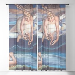 Angel of Love and Magic romantic lovers portrait painting by William Blake Sheer Curtain