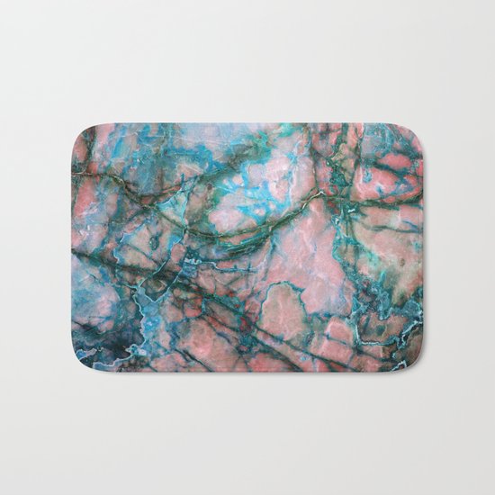 Pink and Blue Marble Bath Mat