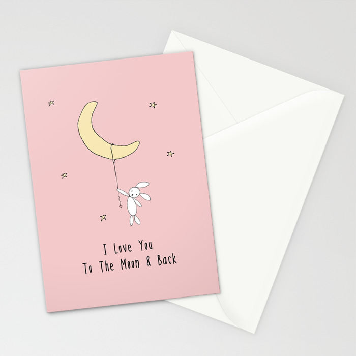 I Love You To The Moon And Back Pink Stationery Cards By Printable Craft Society6 I Love You To The Moon And Back Pink Stationery Cards By Printable Craft Society6