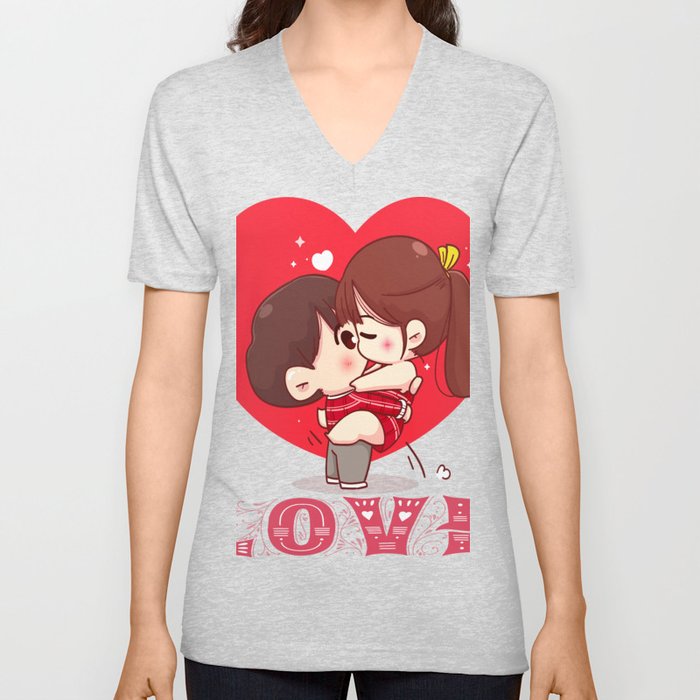 Creative T-shirt design expressing love V Neck T Shirt