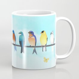 birds on a line with butterflies of North America Coffee Mug
