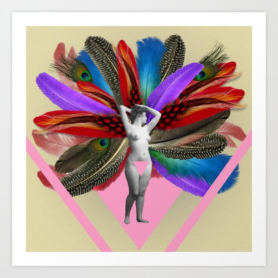 Peacock carnival woman Art Print