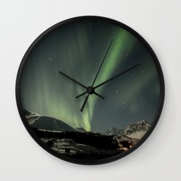 Northern Light Show Natural Fireworks Photo | Aurora Borealis Norway Art Print | Travel Photography Wall Clock