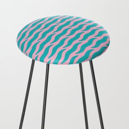 Tiger Wild Animal Print Pattern 348 Turquoise and Pink Counter Stool