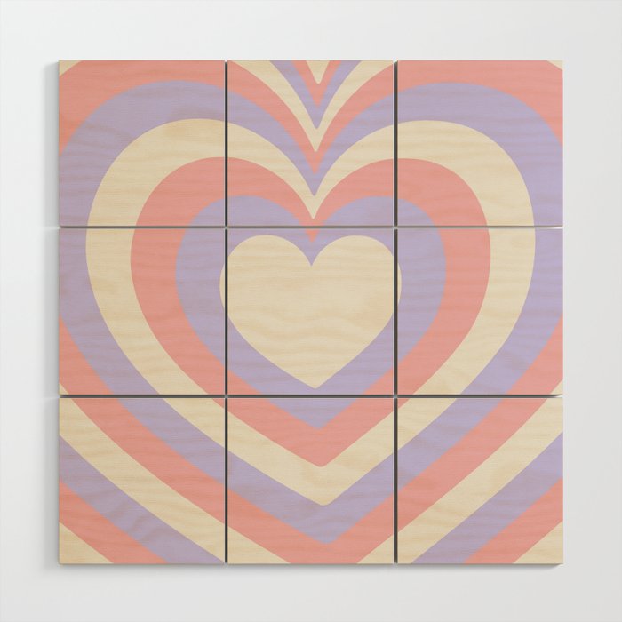 Pink & Purple Latte Hearts Wood Wall Art