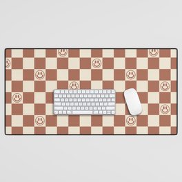 Smiley Face & Checkerboard (Milk Chocolate Colors) Desk Mat