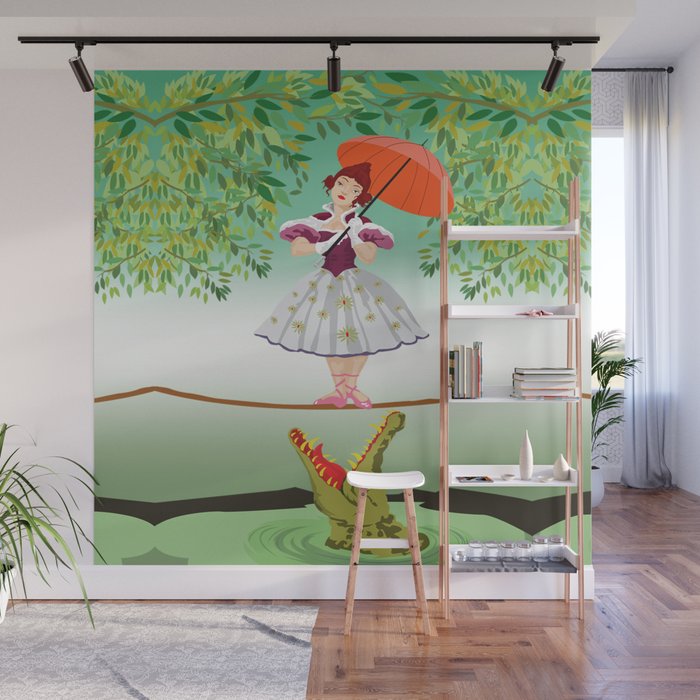 The Umbella girl With crocodile Wall Mural