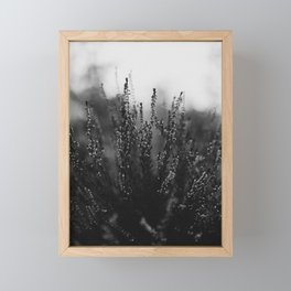 Heather Flowers Black White Framed Mini Art Print