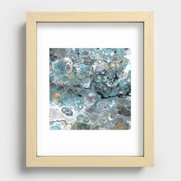 Turquoise White Gold Faux Marble Granite Recessed Framed Print
