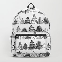 Trees Two Black and White Backpack | Ink, Holiday, Black And White, Merrychristmas, Christmas, Painting, Forest, Pine, Nature, Drawing 