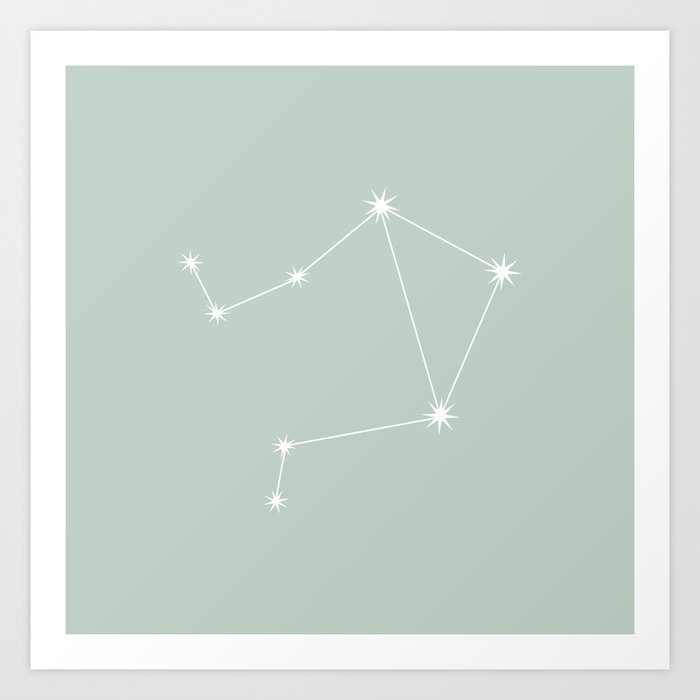 LIBRA Sage Green – Zodiac Astrology Star Constellation Art Print
