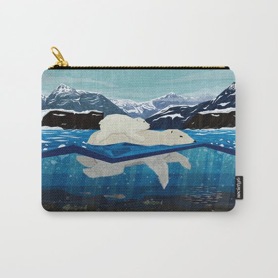 Polar bear mom and Cub Swimming Carry-All Pouch