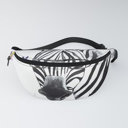 Zebra with glasses and butteflies, zebra art, nursery, baby wall art Fanny Pack