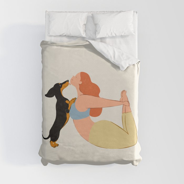 Yoga With Dog 04 Duvet Cover