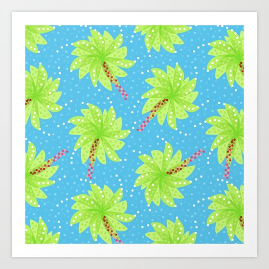 Pattern of Palm Tree-like Flowers Art Print