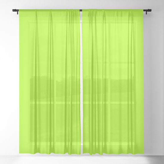 Trendy Modern Lime Green Neon Color Sheer Curtain By Pink Water