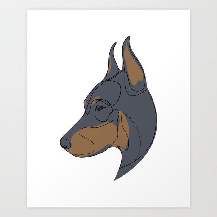 Doberman Pinscher - one line dog drawing Art Print