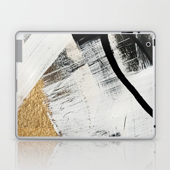 Armor [9]: a minimal abstract piece in black white and gold by Alyssa Hamilton Art Laptop & iPad Skin