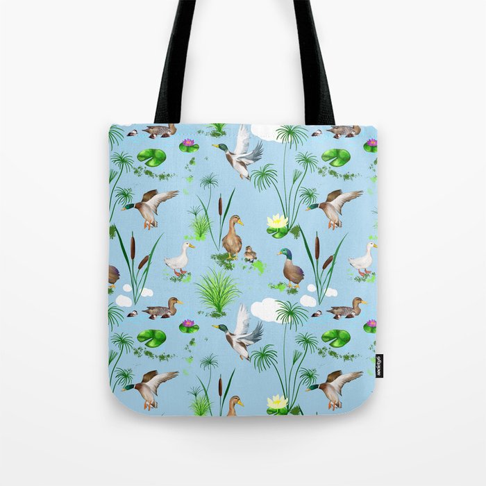 Nature,ducks art ,Goose,geese,Birds illustration,pattern  Tote Bag